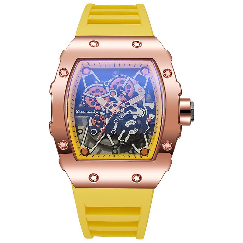 Neue kreative Design Herren Quarz-Armbanduhren Mode große Zifferblatt Uhren für Mann beste Geschenke Uhr für Ehemann, Familie, Freund gelb