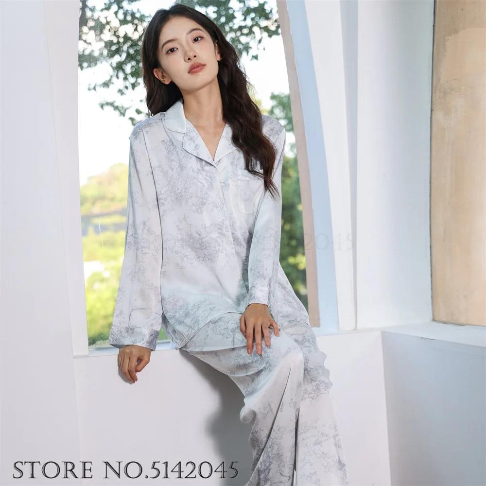 Sexy Pyjama mit Leopardenmuster, Damen-Pyjama, Homewear, Pyjama-Set, Feder-Langarmhose, Pyjama, lässiger Satin-Homewear XL