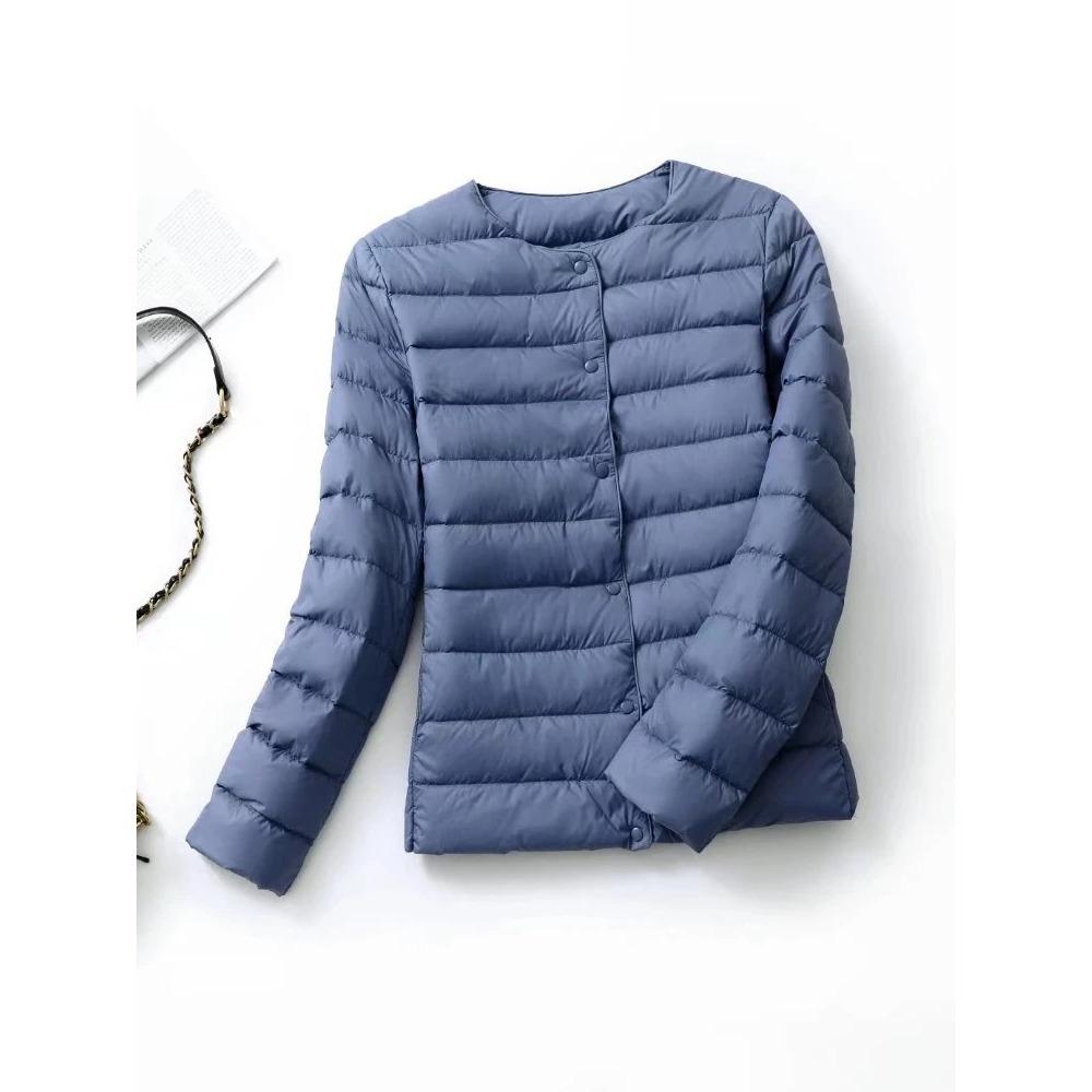 Ultraleichte Daunenjacke für Damen, mattes Gewebe, leichte Jacke, warm, winddicht, Parka, Damen-Daunenjacken plus Mäntel L dunkelblaue