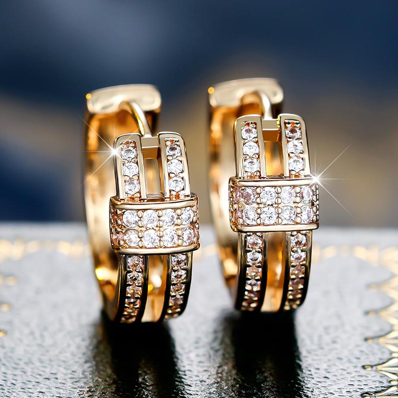 Exquisite Zirkonia Creolen für Frauen Gold Farbe Kleine Kreis Ohrringe Temperament Schmuck Geschenk gold