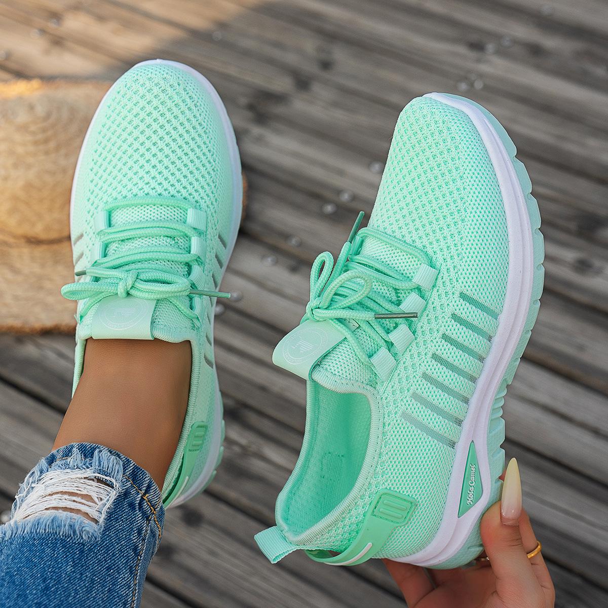 Damenschuhe, Lässige und Sportliche Damenschuhe, Atmungsaktive und Bequeme Rutschfeste Weichsohlen-Gehschuhe, Modische Damen-Sportschuhe 36 grün