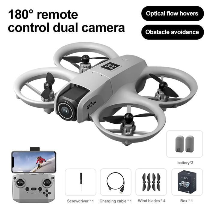 Mini-Drohne - BYTELIKE - Doppelkamera 4K - Hindernisvermeidung - Flugzeit 6 min - Leicht grau grau