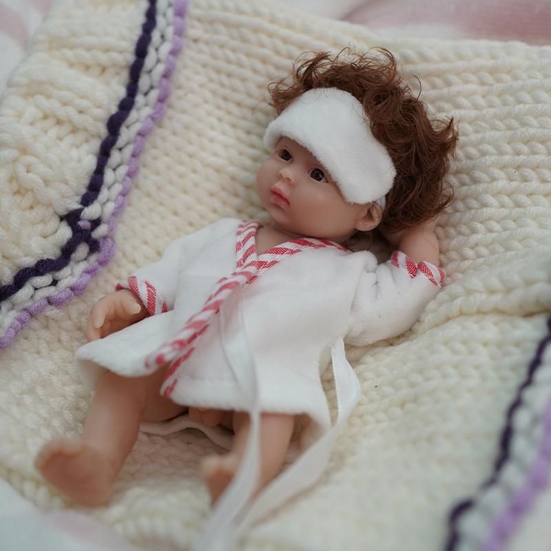 15 cm Soft-Touch-Vollvinylkörper-Reborn-Puppe, kann baden, echt aussehende Mini-Simulation, Bebe-Wiedergeburtspuppe, Kleidung wechseln, Spielhaus, Babypuppe, Spielzeug für Kinder 6 Inch