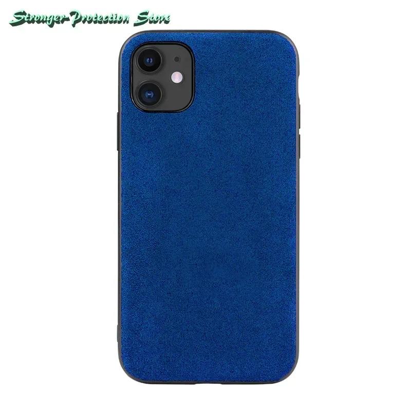Italienische Alcantara Lederhülle für iPhone 15 Pro Max 14 13 12 11 Xs Max Luxuriöse Business Handyhülle iPhone 16 Pro Max Xs Xr Hülle For iPhone 13 Pro Max blau
