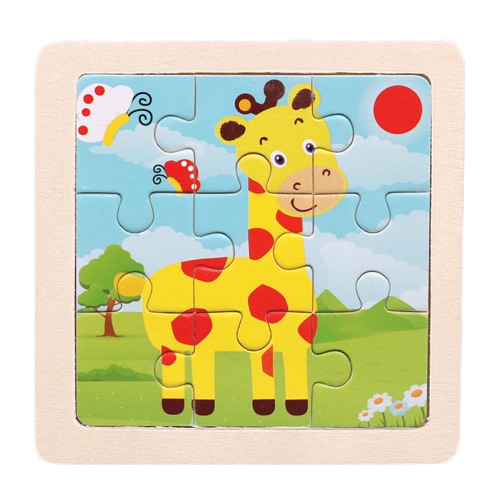 TOYS & TOTS 9 Stücke Holz Cartoon Tiere Puzzle Lernen Bildung Panel Kinderspielzeug Giraffe