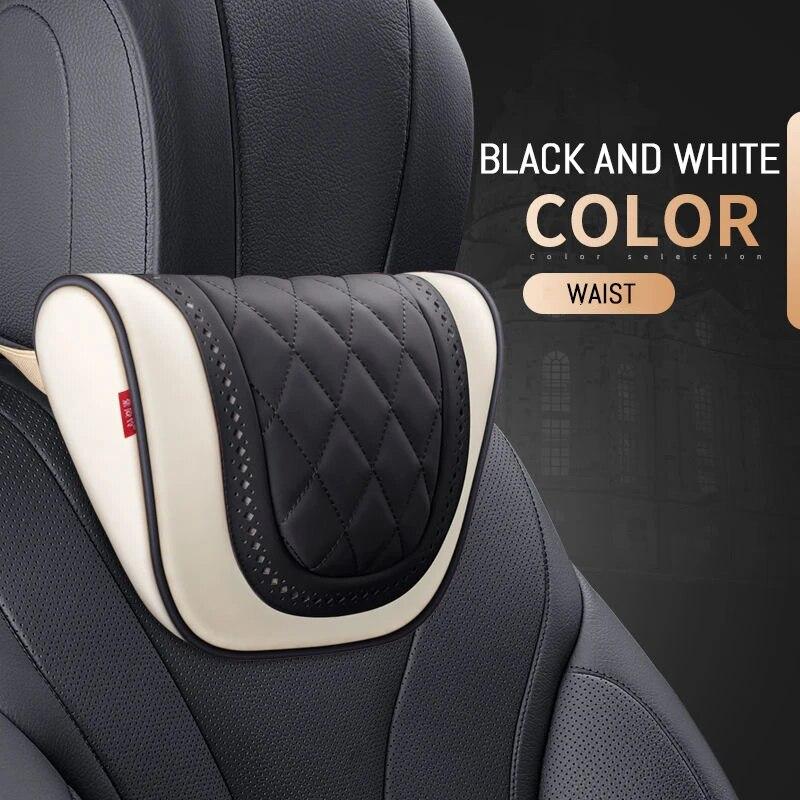 Napa Leder Maybach S-Klasse Design Auto Nackenkissen Auto Reise Nackenstütze Kissen Sitz Nackenstütze Auto Innenraum Beige Black-1pcs