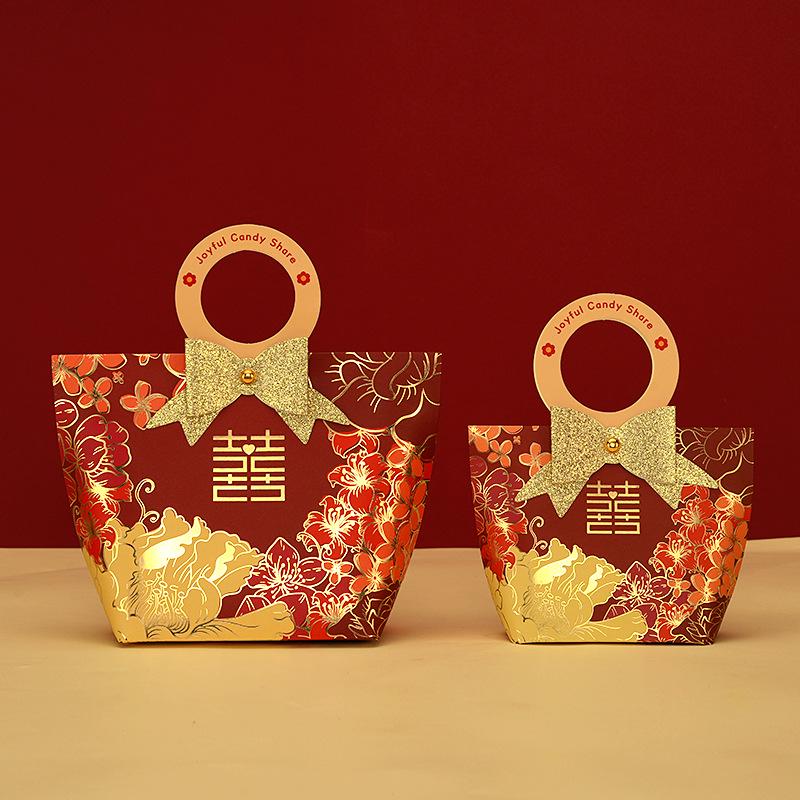 2025 Waldstil Hochzeits-Süßigkeitenboxen & -tüten - Handgehaltene Gastgeschenke für Geschenke Small (10 pcs) weinrot herz liebe - handbemalte