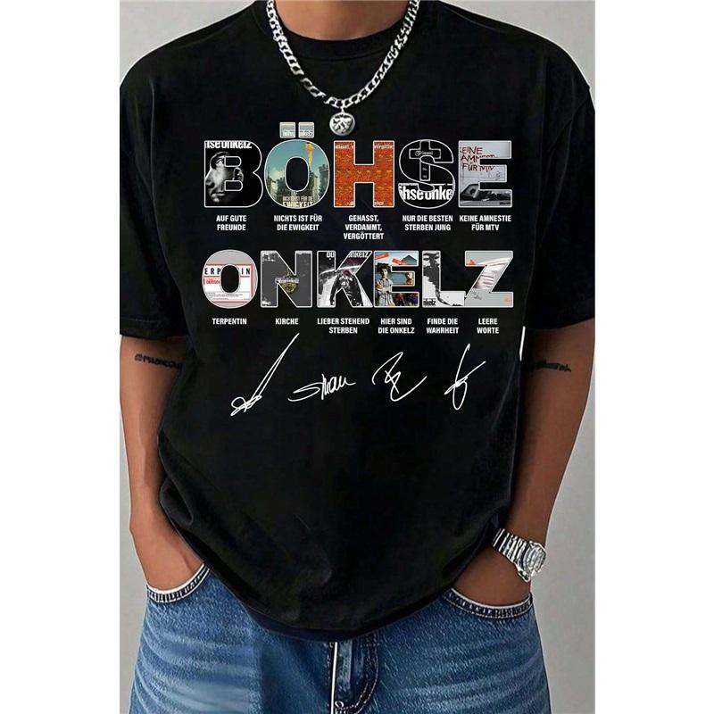 Band Böhse Onkelz Global Tour Mercah T-Shirt Deutsche Heavy Metal Band Tee Oversized Y2k Lässig Baumwolle Locker Herren Damen T-Shirts Weiblich Männlich Kleidung XXL