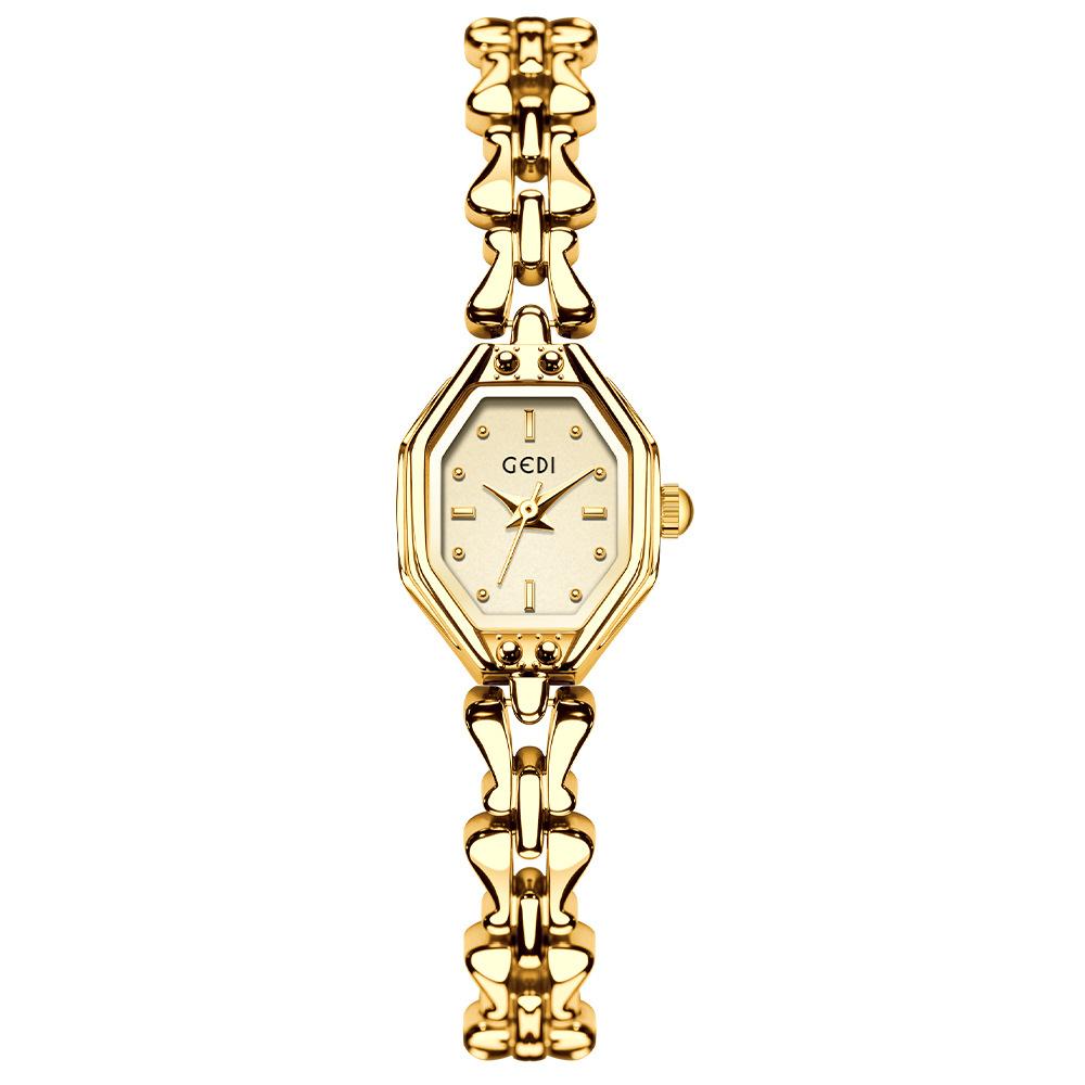 GEDI Marke Damenuhr Exquisite Leichte Luxus Retro Gold Armbanduhr Nische High-End Damenmode Quarz Armbanduhren Geschenk gold