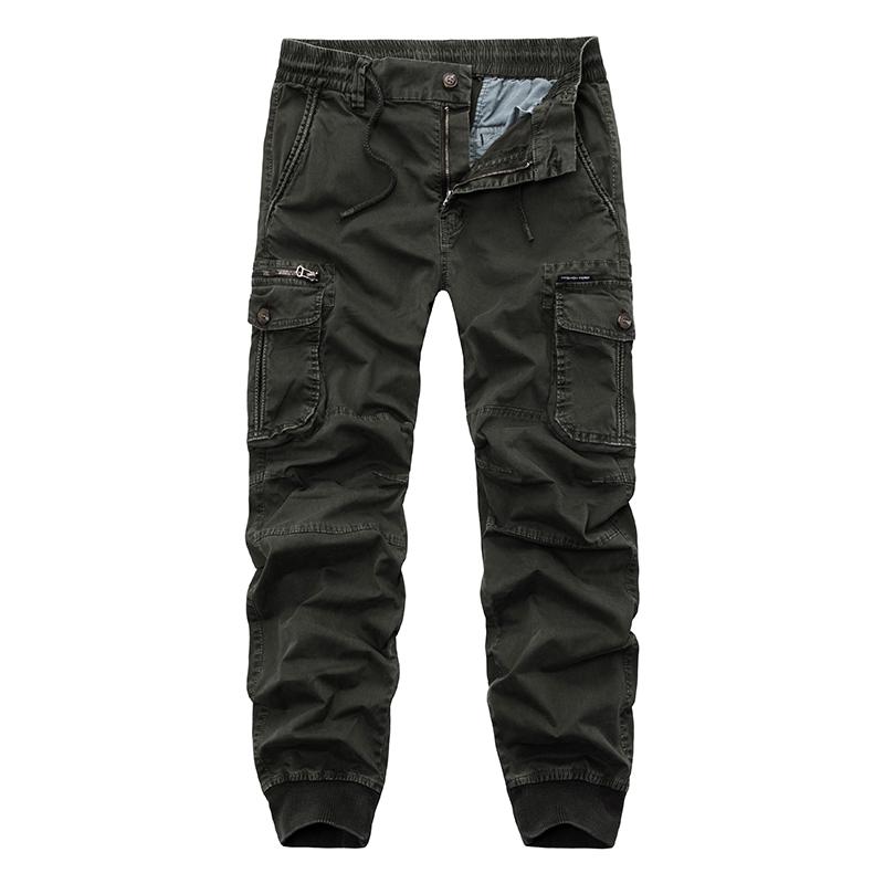Männer Casual Jogger Einfarbig Hosen Männer Baumwolle Elastische Hosen Military Stil Armee Cargo Hosen 38 armee grüne