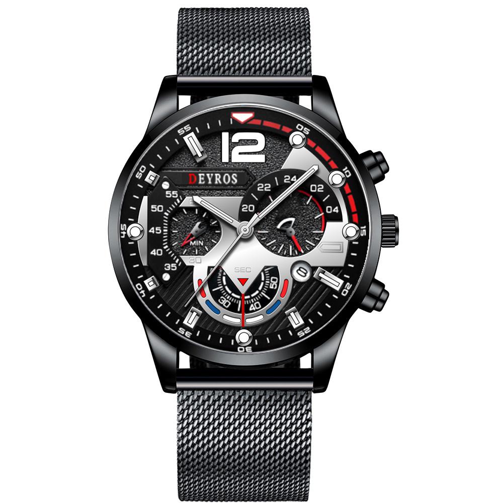 Mode Schwarz Männer Uhren Mann Kalender Quarz Armbanduhren Männer Casual Business Uhren Luxus Herren Runden Zifferblatt Analog Uhr