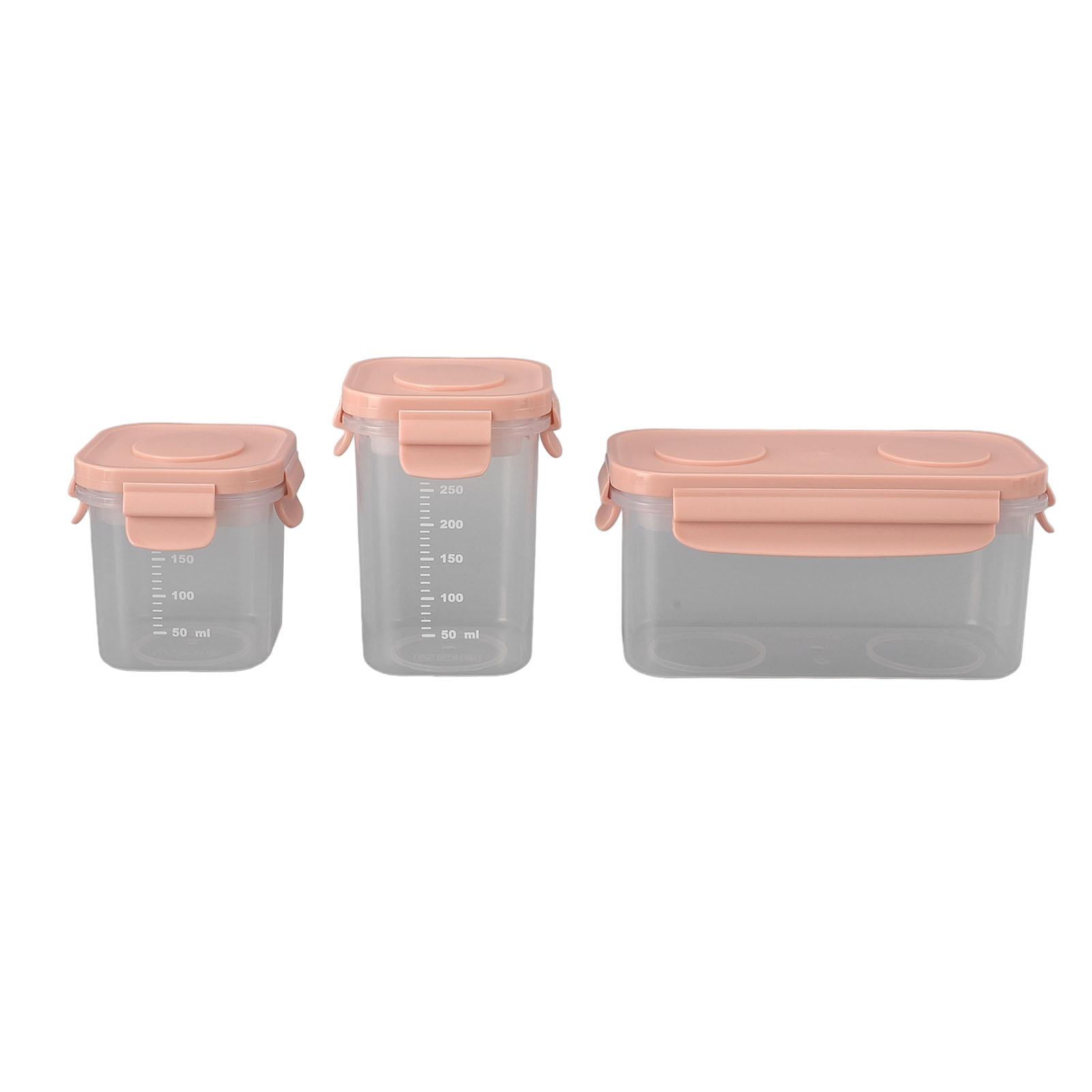 3 stücke Babynahrung Lagerung Gläser mit Skala Abnehmbare Eis Pack Stapelbar Food Grade rosa