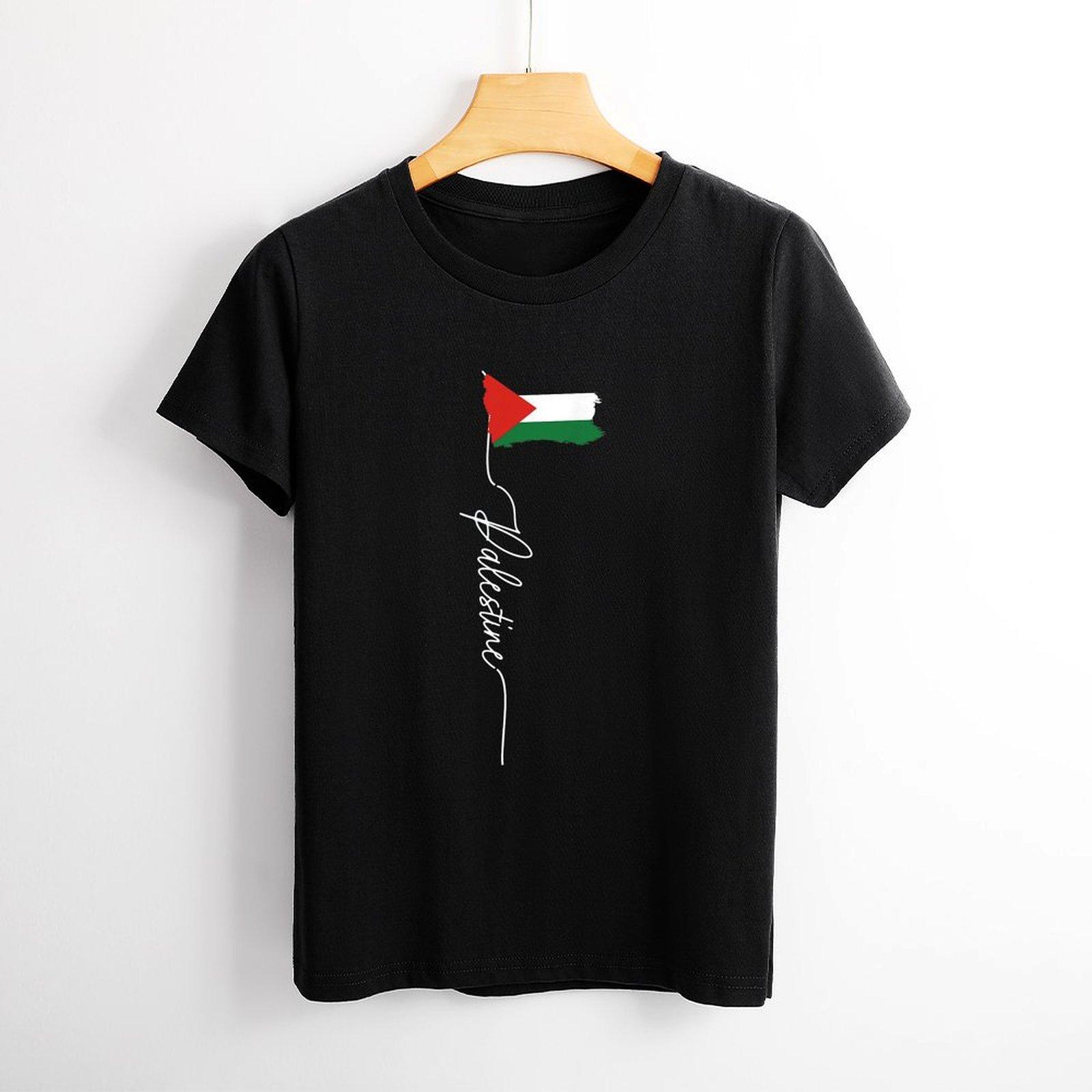 Name Palästinas Mit T-Shirt Der Karte Der Flagge T-Shirt Grafik-T-Shirt Freizeit Kurzärmliges Damen-T-Shirt T-Shirt Größe S-4XL M bunt