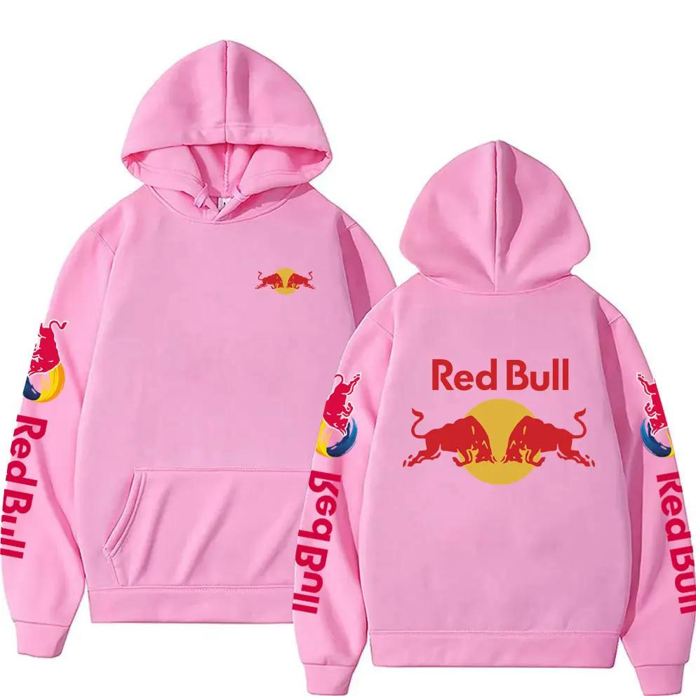 Red Bull Logo Print Herren Hoodie Frühling Herbst Neue Mode Lässig Mode Bequem Warm Lockerer Hoodie XL rosa