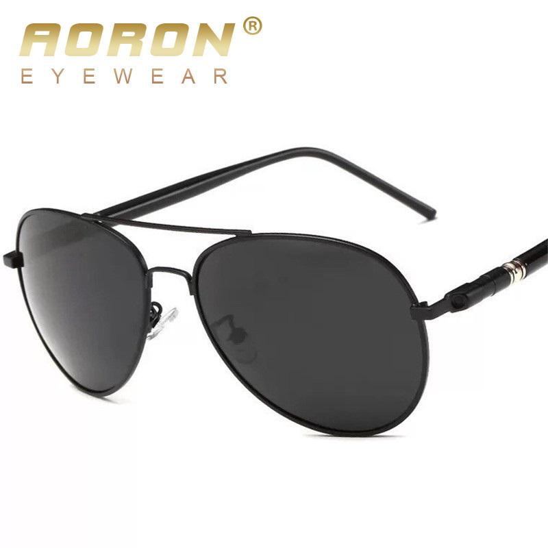 AORON Modische polarisierte Sonnenbrille für Herren, klassische Sonnenbrille, UV400-Beschichtung, Legierungsrahmen, Fahrbrille für Herren schwarz
