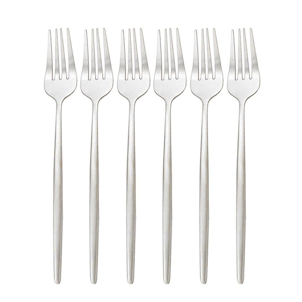 6 Teile/satz Gold Besteck Set Edelstahl Abendessen Gabel Set Dessert Kuchen Gabel Obst Salat Gabel Geschirr Set Küche Besteck set silber