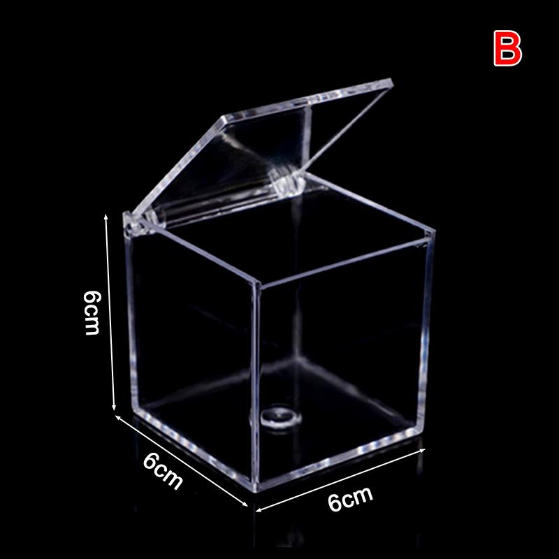 Transparente Acryl-Süßigkeitsbox für Geburtstag, Hochzeit, Schokolade, Süßigkeiten, Würfelboxen, Dekor 6cm