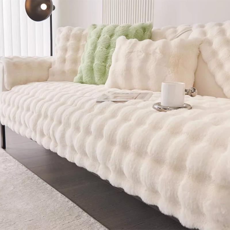 Universal Quadratische Form Plüsch Sofa Abdeckung Verdicken Kaninchen Sofa Towe Winter für Wohnzimmer L Nicht-slip Sofa Matte Sofa decke Couch Kissen 110*240CM
