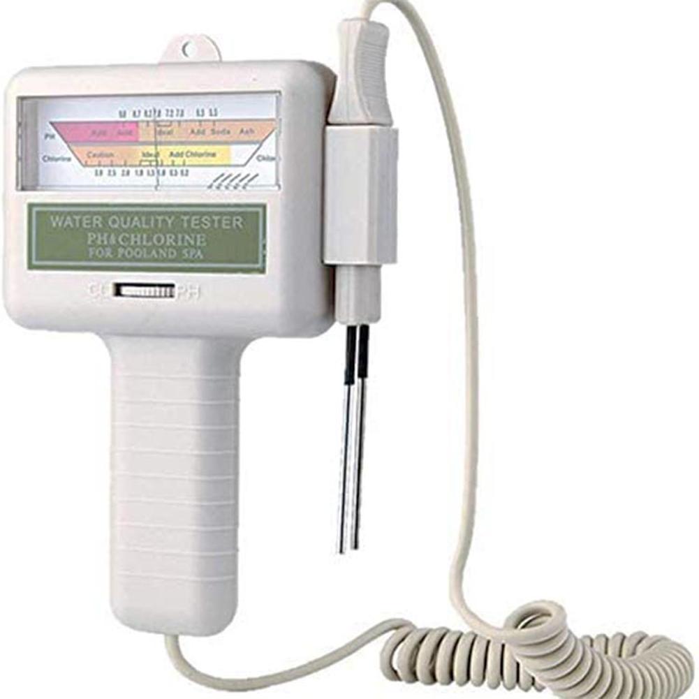 Chlormessgeräte PH-Tester 2-in-1-Tester Wasserqualitätsprüfgerät CL2 Messung für Schwimmbad-Aquarium-Trinkwasser pc101 weiß