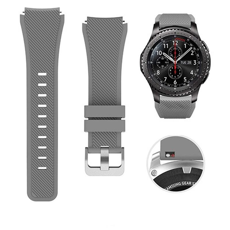 22 mm Silikonarmband für Galaxy Watch, 46 mm, hochwertiges Sportarmband für Samsung Gear S3 Frontier/Classic, Huawei Watch Gt for Gear Sport grau