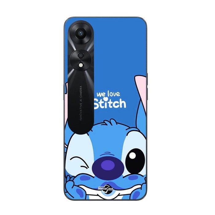 Hülle für Oppo A78 5G Stitch süß ohana Stitch blau Vorderseite blau schwarz