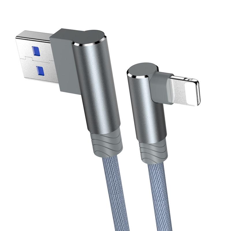 1 2 3 m 90 Grad USB-Datenladekabel für iPhone 11 12 13 14 PRO Xs Max Xr X 8 7 6 6S Plus 5 5S SE2020 iPad-Kabel Origin-Mobiltelefon lang kurz 2m grau