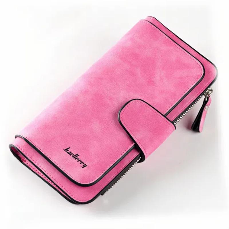 Neue Geldbörse Damen Leder Luxus Kartenetui Clutch Bag Lässige Damen Geldbörse Reißverschlusstasche Schnalle Damen Geldbörse Damen Geldbörse Handtasche Damen rose rot