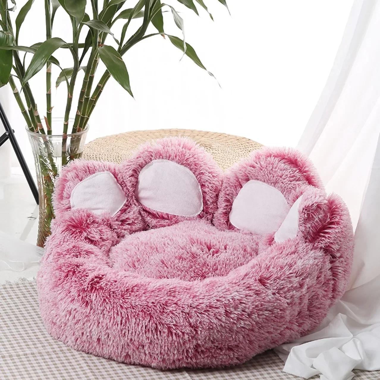 Warmes Hundesofabett, Matratze für kleine Hunde, große Hunde, waschbarer Plüschkorb für Hunde, Zubehör für kleine Hunde und Katzen 55X55X38 pink