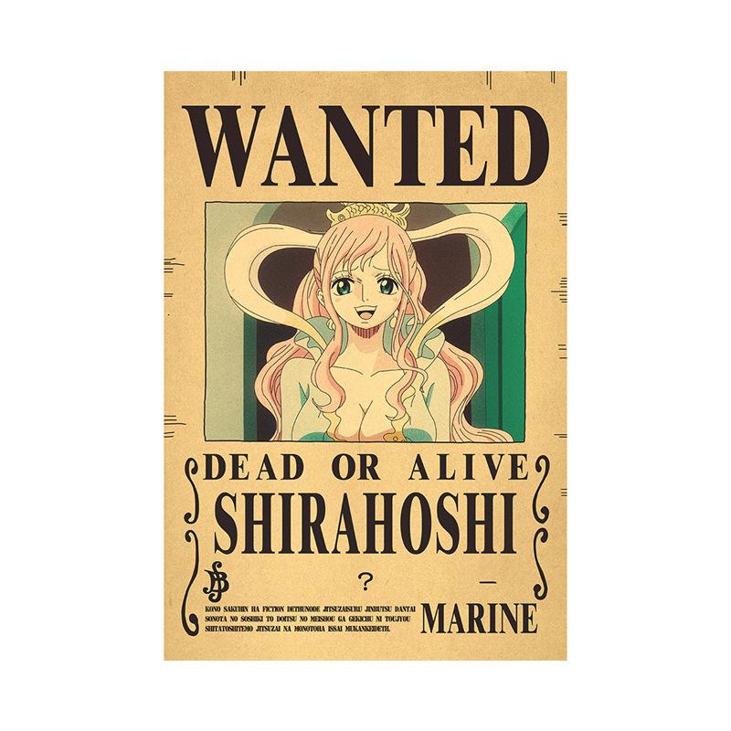 Anime One Piece Ruffy 3 Billion Bounty Wanted Poster Vier Kaiser Kid Actionfiguren Vintage Wanddekoration Poster Spielzeug White star braun/schwarz