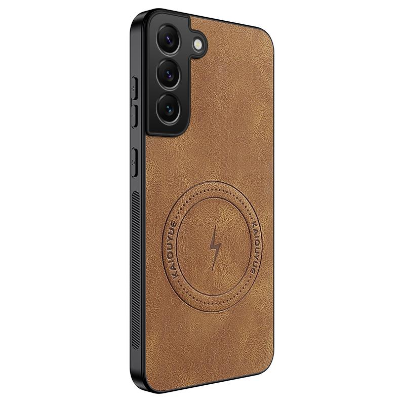 Neues Leder Mattiertes Gefrostetes Magnetisches Handyhülle Für Samsung Galaxy S21 S22 S23 FE S24 Plus S25 Edge Stoßfeste Stoßstange Weiche Abdeckung Galaxy S23 Ultra braun