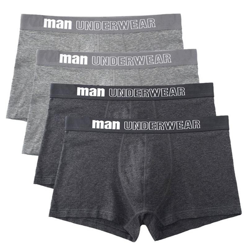 4 Stück Herrenunterwäsche aus Baumwolle, weiche Boxershorts, große Größe, hochwertige Unterhosen 3XL hellgrau/dunkelgraue