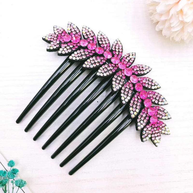 1PC Mode Haar Kamm Frauen Haarnadel Strass Haar Ornament Damen Headwear Haar Zubehör rosa