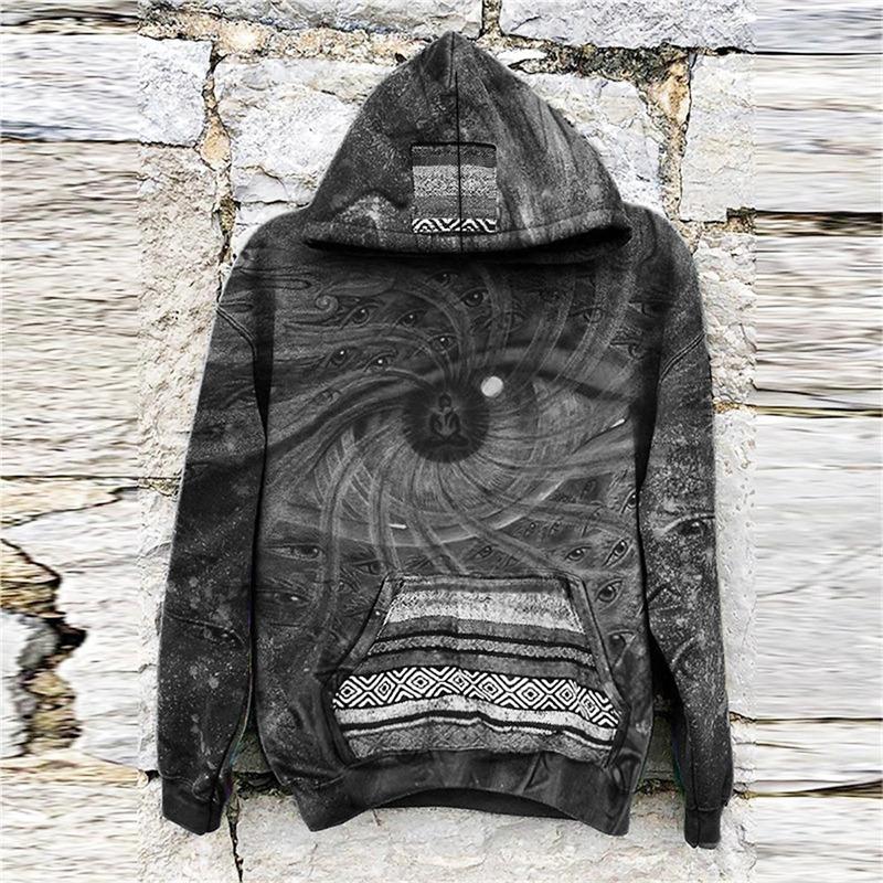 Vintage Engelsflügel Print Kapuzenpullover Mode Herren Übergröße Langarm Pullover Freizeit Damen Kapuzenpullover Sweatshirt Kleidung 6XL black