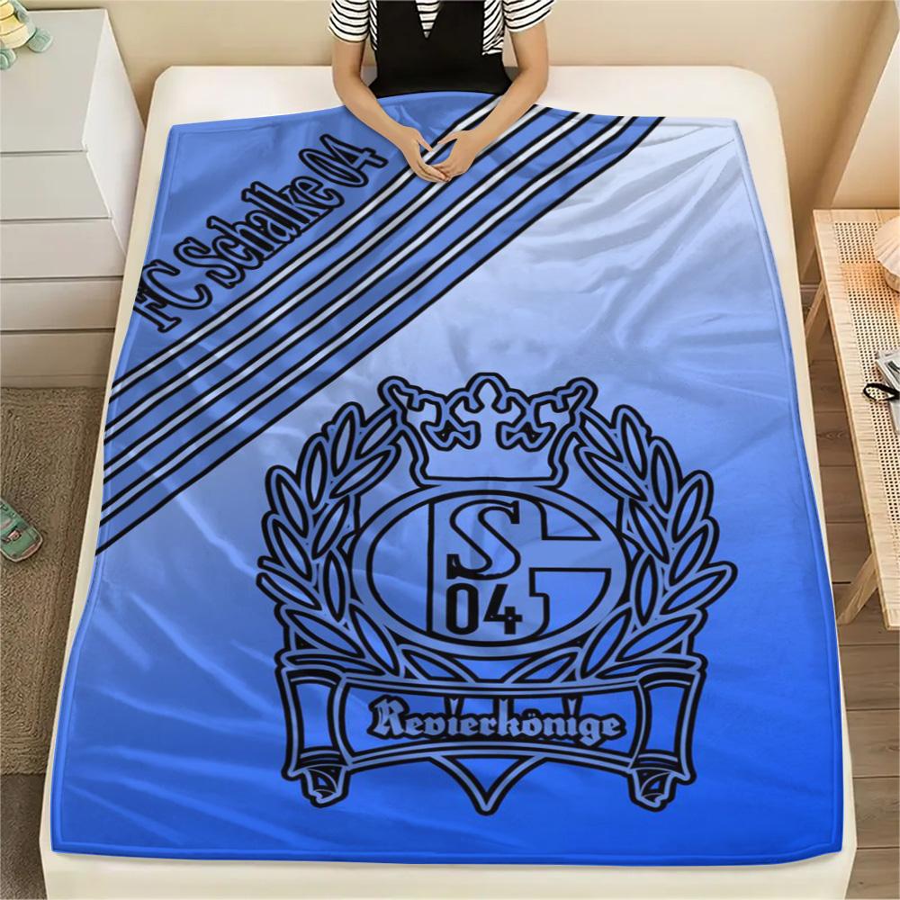 1 Stück FC Schalke 04 Aufdruck Flanelldecke Hohe Qualität Warm Bequem Decke für Alle Jahreszeiten Perfekt für Geschenke Heimdekoration 150cm x 200cm