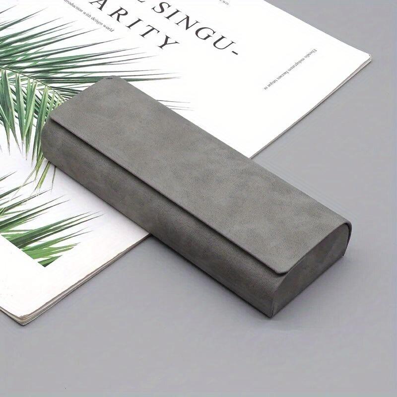 Hartschalen-Brillenetui für Herren und Damen, Brillenetui aus PU-Leder, tragbar, Anti-Extrusions-Sonnenbrillen-Aufbewahrungsbox, faltbare Brillentasche dunkelgrau