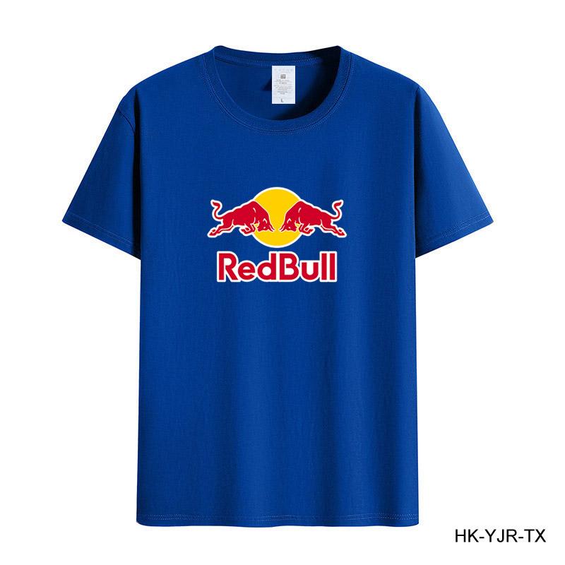 Red Bull Sommer Herren T-Shirt Hohe Qualität Baumwolle Kurzarm Druck T-Shirt Damen T-Shirt Mode Sportshirt Lässiges Jogging Top M blau