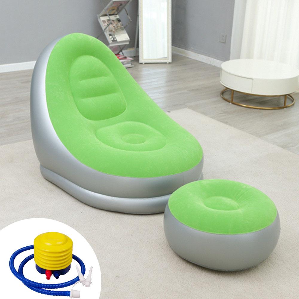 Air Chair Aufblasbares Liegesofa für Paare mit Fußhocker, Sofa für Zuhause, Gartenmöbel, Terrassenstühle zum Ausruhen 116x98x83cm