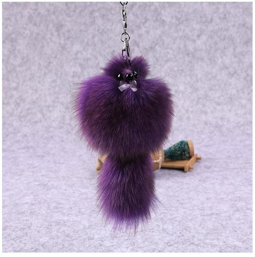 Fuchs Plüschfell weiblicher Fuchs Taschenanhänger Auto Schlüsselanhänger Anhänger Echthaar Ball Schmuck Handyanhänger black