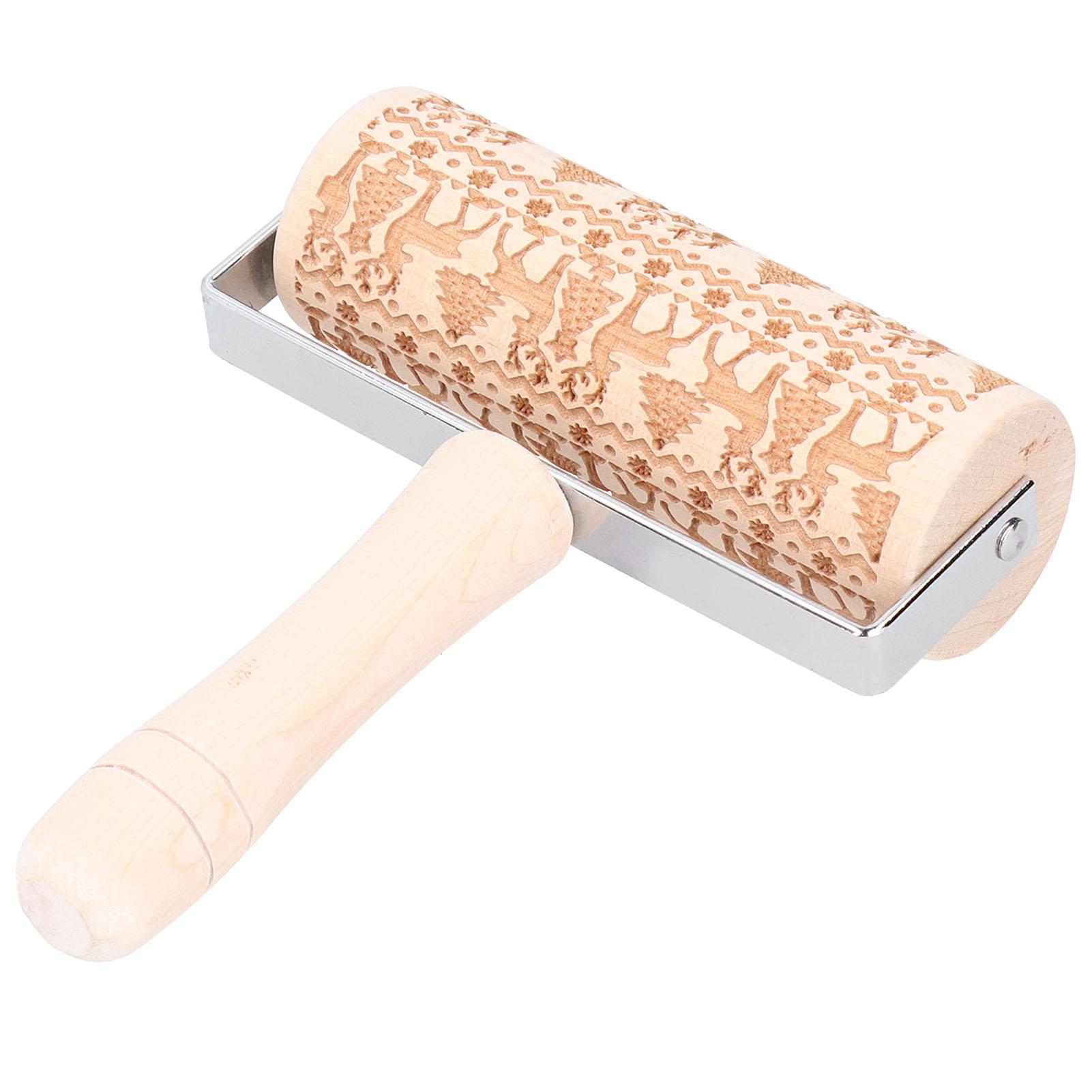 Weihnachten Rolling Pin Holz Weihnachten Gravierte Prägung Rolling Pin Teig Stick Backen ToolElch