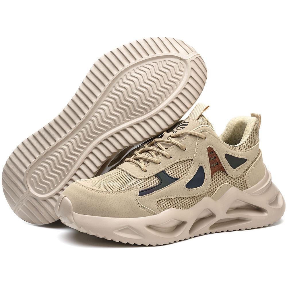 Leichte Sicherheitsschuhe Herren Damen Arbeitsschuhe Stahlkappe Arbeitsstiefel Sneakers Herren Damen Atmungsaktive Schuhe Stiefel 38 beige