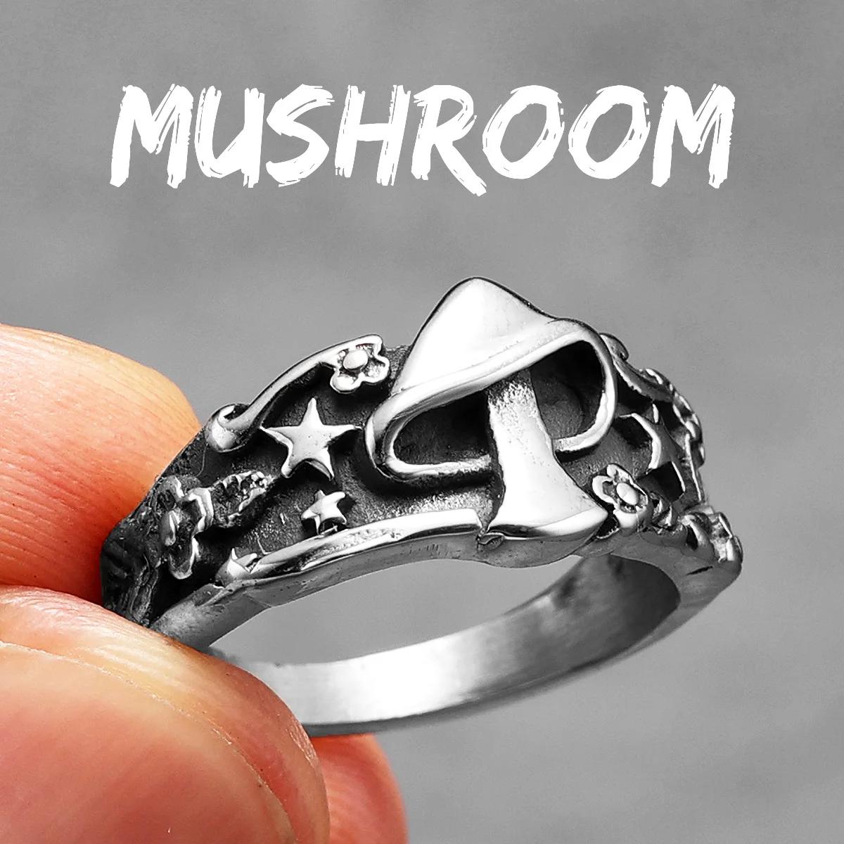 Pilz Stern Herrenringe Edelstahl Retro Punk Neu In Rock Damenschmuck Modeaccessoires Stranger Things Geschenk 7 white