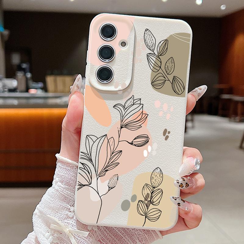 Linien-Blumen-Hülle für Samsung Galaxy A55 A54 A35 A25 A15 5G A16 A53 A52 A34 A14 S20 S21 FE S22 S23 S24 Ultra Capa A56 A26 A36 S25 For Samsung Galaxy S23