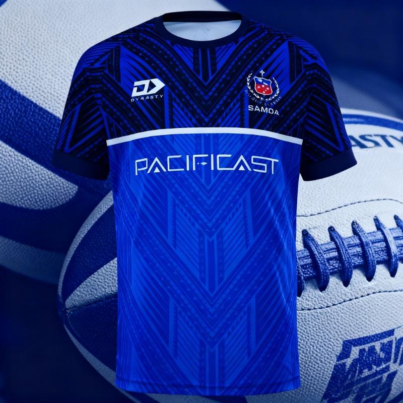 Samoa Tonga Herren Rugby Trikot Kurzarm Sporttrikot Samoa Rugby Trikot 3D-Druck Atmungsaktiv und Bequem 3XL