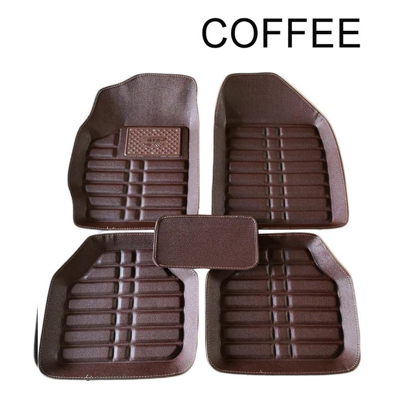 5 Stücke Universal Auto Auto Fußmatten Floorliner Vorne und Hinten Teppich Allwetter Matte kaffeebraun