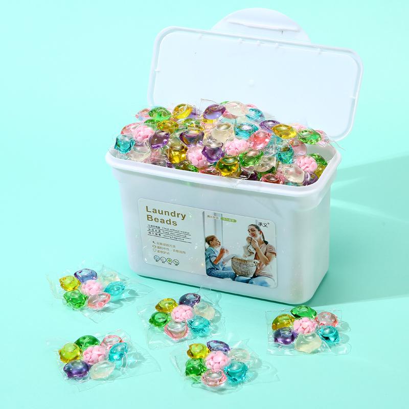 Wäscheperlen, Duftperlen, Wäsche in Kartons, Waschbälle zum Reinigen und Entfernen von Flecken, konzentrierte Wäscheperlen bunt