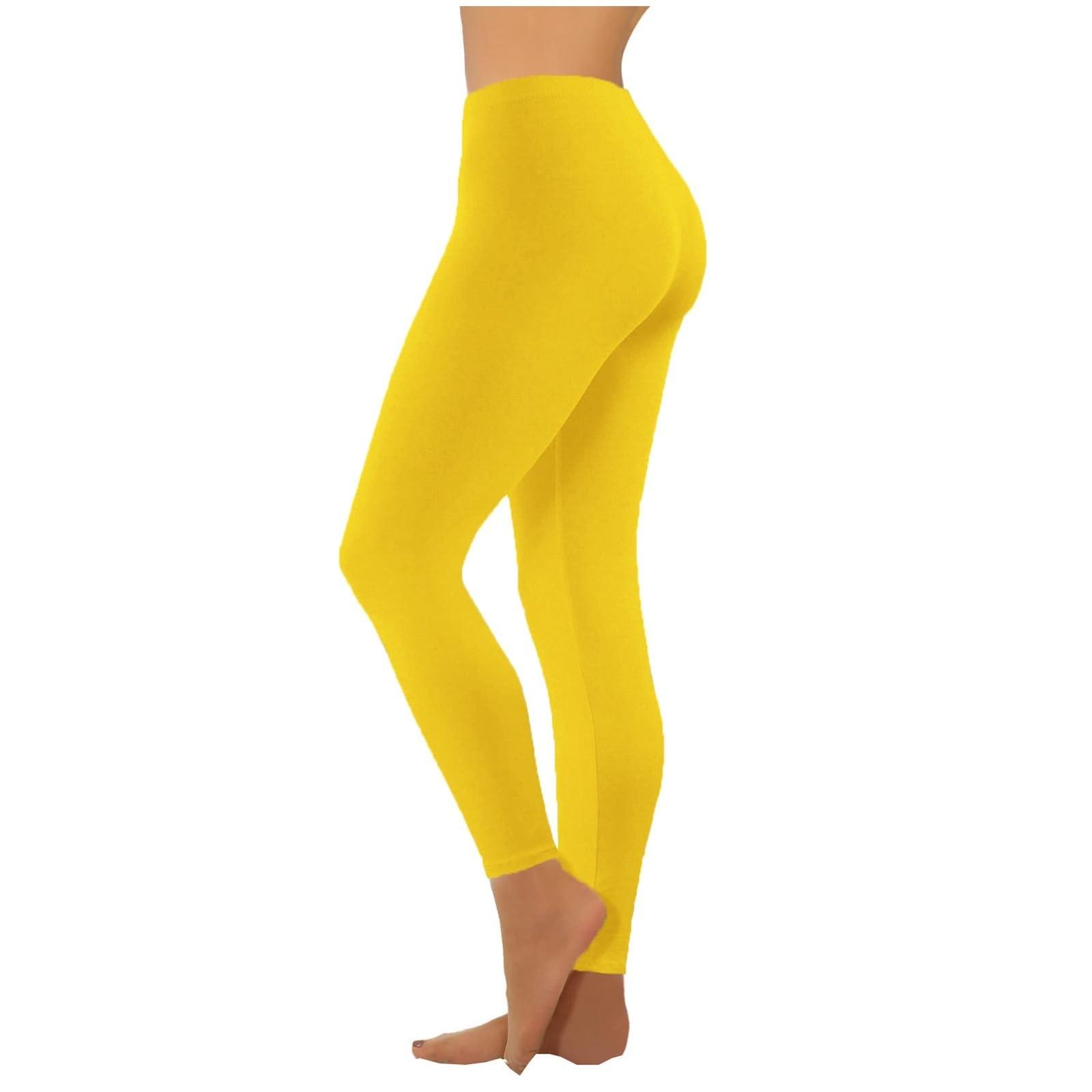 Damen-Leggings mit niedriger Taille und schmaler Passform, 9-Punkt-Leggings, lässige Yoga-Hose mit Hüftlift XXXXL gelb