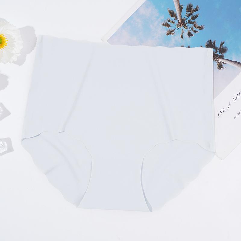 1/4 Stück Damen Slips mit hohem Bund Übergröße Eisseide Nahtlose Slips Damen Weiche Unterhosen M weiß