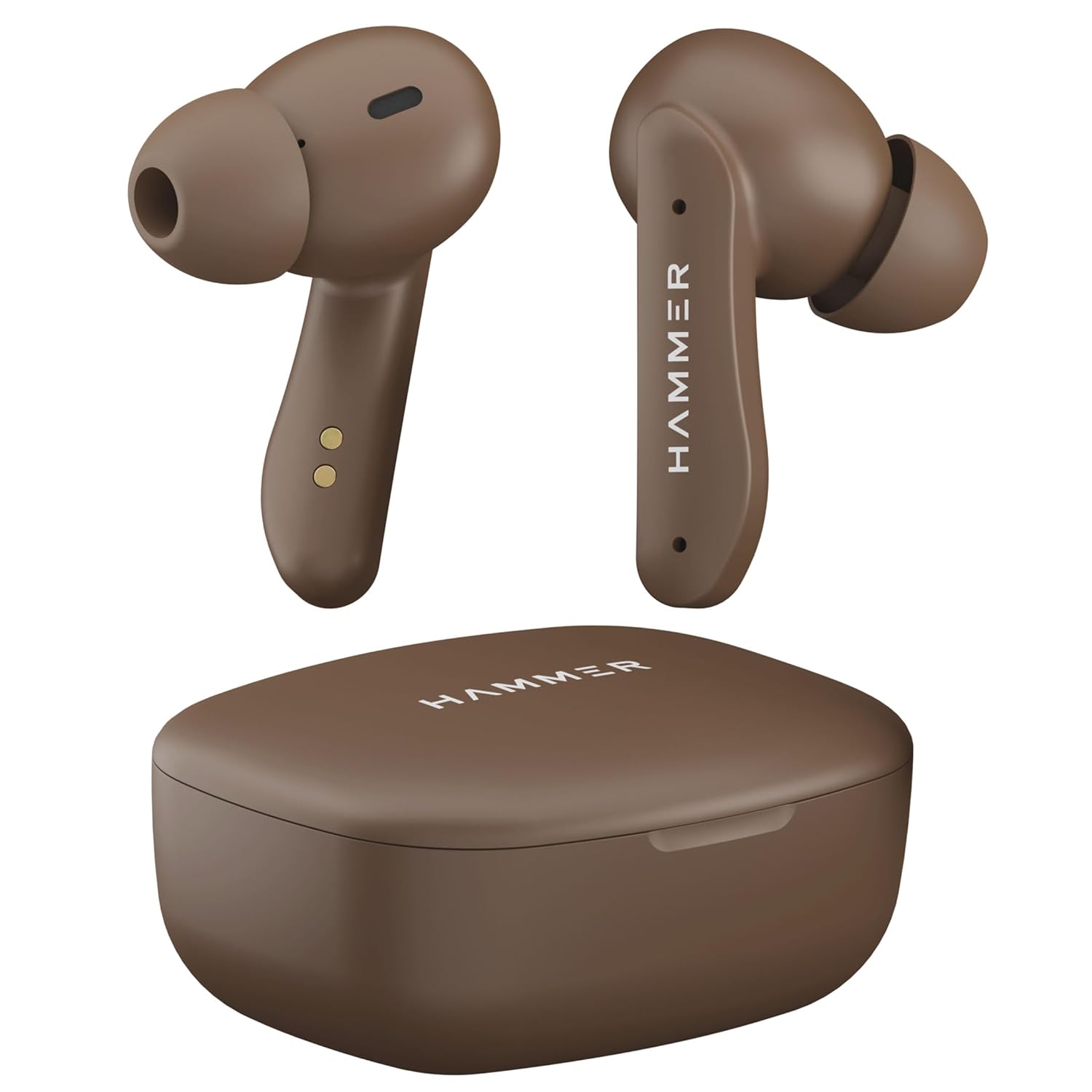 Hammer Solitude Bluetooth In-Ear-Ohrhörer mit bis zu 22 Stunden Spielzeit, ENC, Schnellladung Typ C, IPX4 wasserbeständig, Bluetooth v5.3 (Mokkabraun) braun