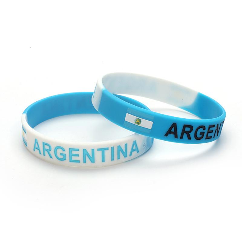 2 Stück Argentinien-Flaggen-Armband, Länderflaggen, Silikon-Armband, für Herren und Damen, elastisches Gummiband, Sport-Armband für Fußballfans, Modeaccessoires 2pcs