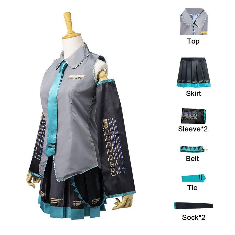 Anime Vocaloid Miku Cosplay Kostüm Perücke Kleid Kawaii Cosplay Outfits Halloween Karneval Party Kostüme XXL gray